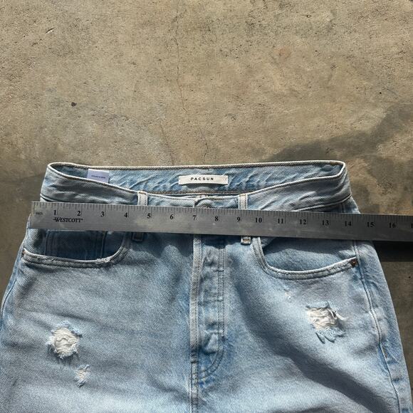 Pacsun Dad Jeans Women's Size 27 Light Blue Distressed Straight Cut Jeans - Picture 6 of 8